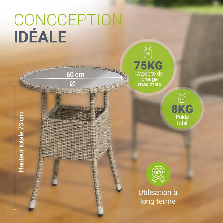 Table de jardin ronde en polyrotin Yoro