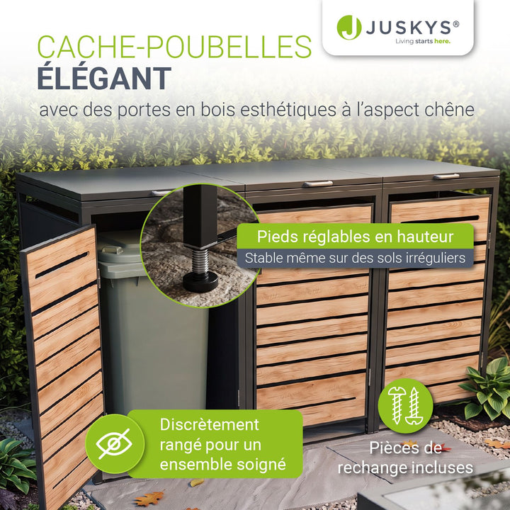 Cache-poubelle extérieur Arel – pour 2, 3 ou 4 bacs, verrouillable