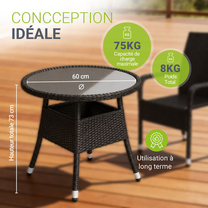 Table de jardin ronde en polyrotin Yoro