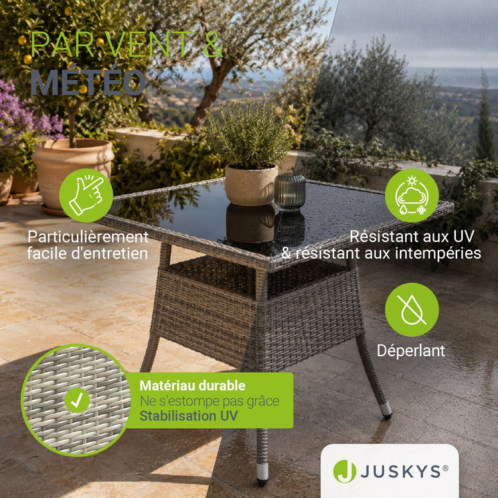 Table de jardin carrée en polyrotin Yoro