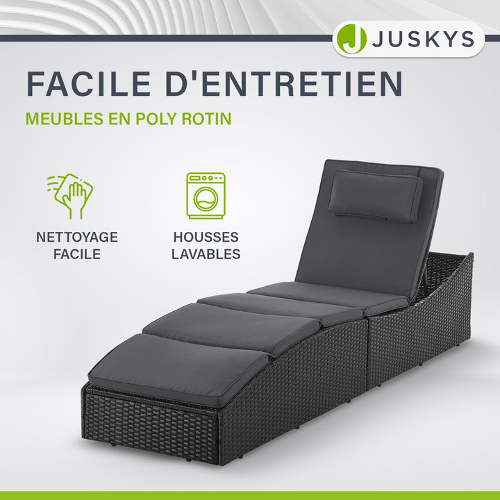 Chaise longue pliable en polyrotin Lamia