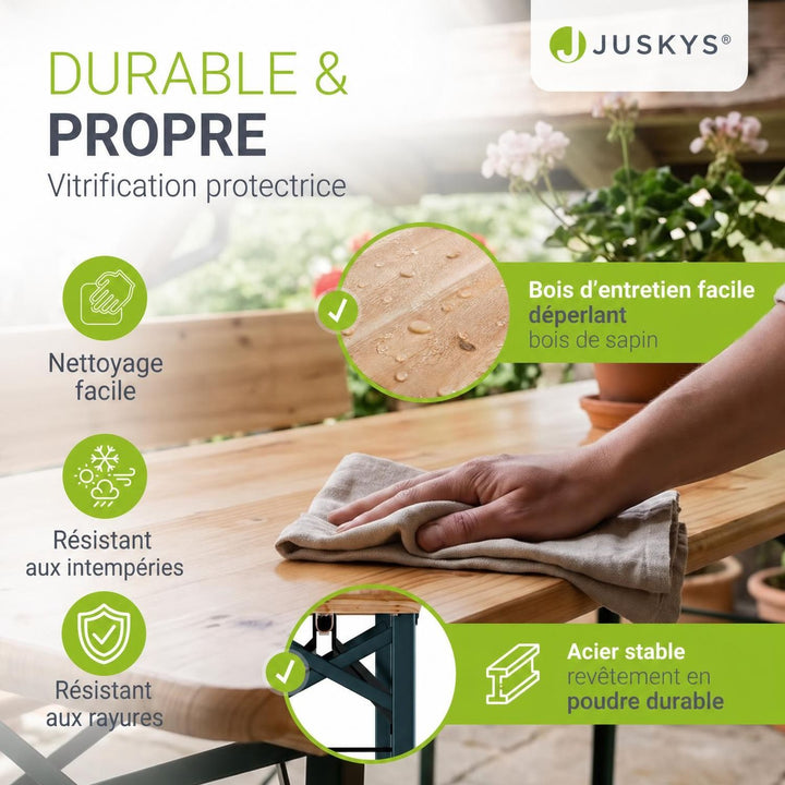 Ensemble table et bancs de brasserie Kempten – 8 places, pliant, avec dossiers
