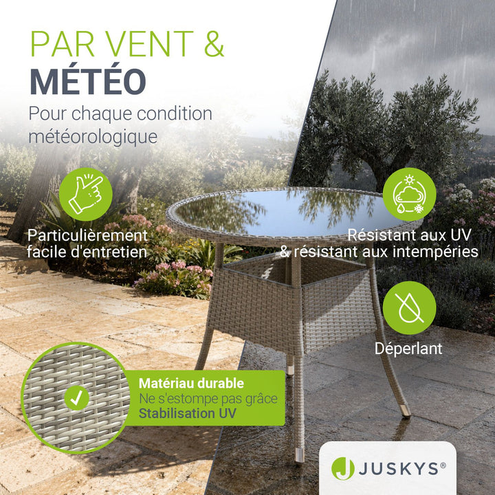 Table de jardin ronde en polyrotin Yoro