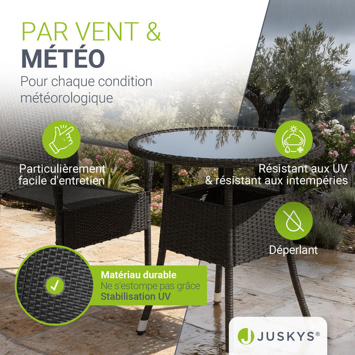 Table de jardin ronde en polyrotin Yoro