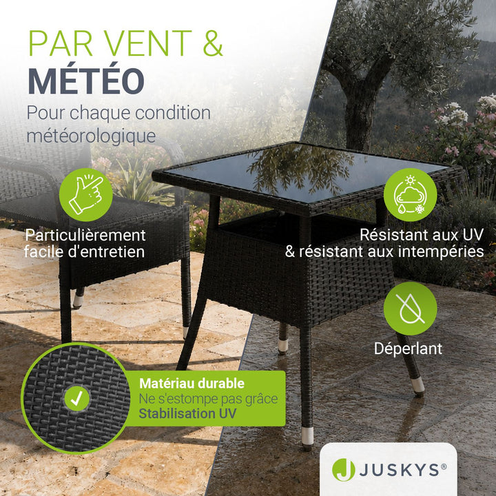 Table de jardin carrée en polyrotin Yoro