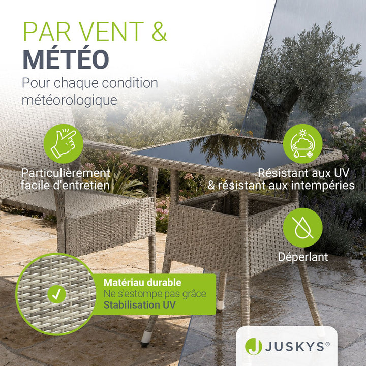 Table de jardin carrée en polyrotin Yoro
