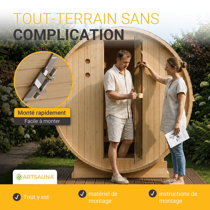 Sauna tonneau Spitzberg avec poêle de sauna