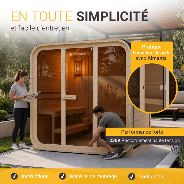 Sauna tonneau cubique Fjora L