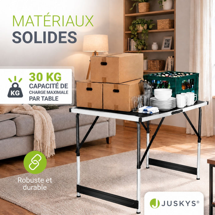 Table multifonctionnelle en aluminium en 3 parties