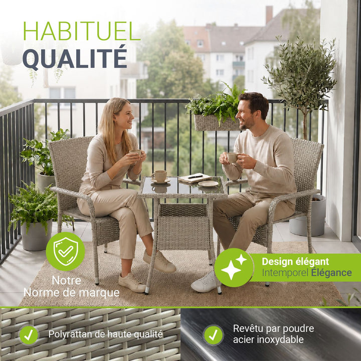Table de jardin carrée en polyrotin Yoro
