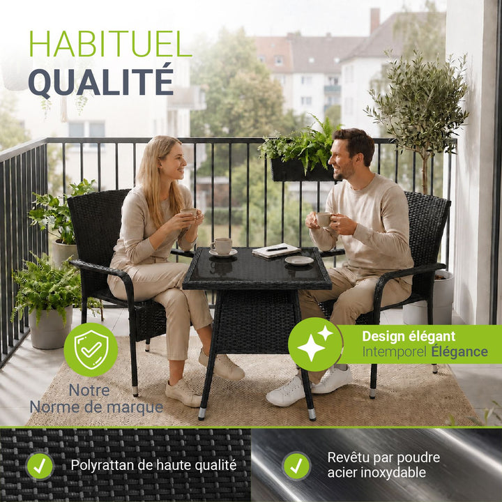 Table de jardin carrée en polyrotin Yoro