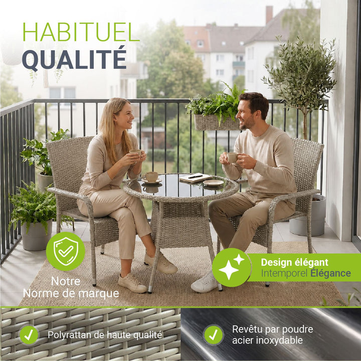 Table de jardin ronde en polyrotin Yoro