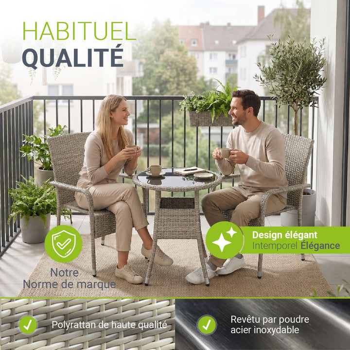Table de jardin ronde en polyrotin Yoro