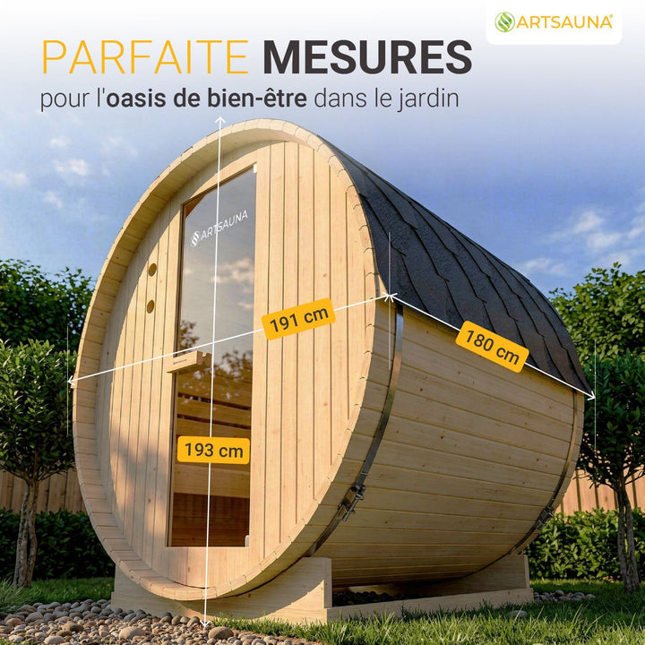 Sauna tonneau Spitzberg avec poêle de sauna