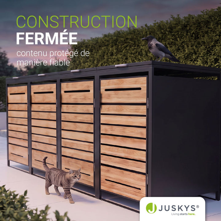 Cache-poubelle extérieur Arel – pour 2, 3 ou 4 bacs, verrouillable
