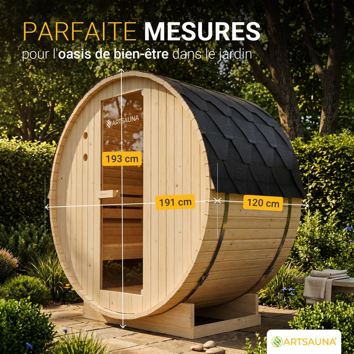 Sauna tonneau Spitzberg avec poêle de sauna