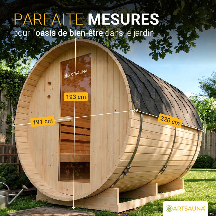 Sauna tonneau Spitzberg avec poêle de sauna