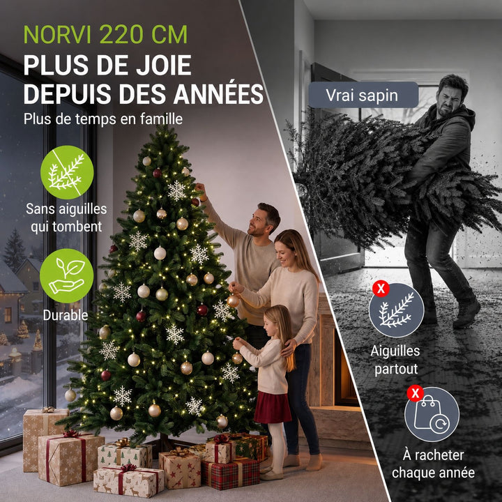 Sapin de Noël artificiel Norvi – aspect Nordmann – 150 à 220 cm