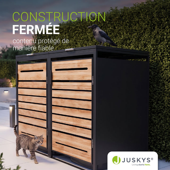Cache-poubelle extérieur Arel – pour 2, 3 ou 4 bacs, verrouillable