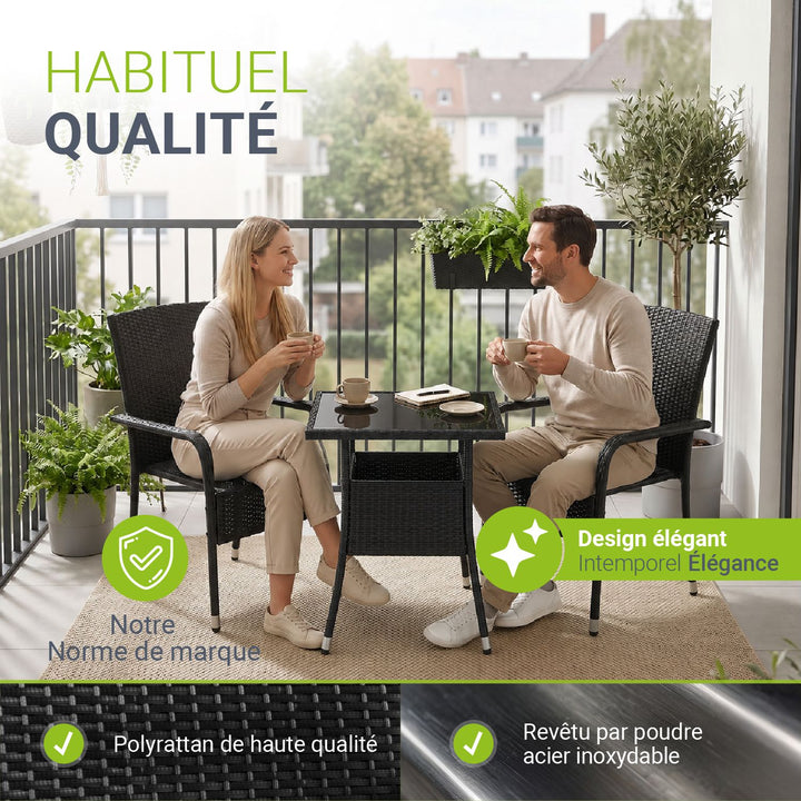 Table de jardin carrée en polyrotin Yoro
