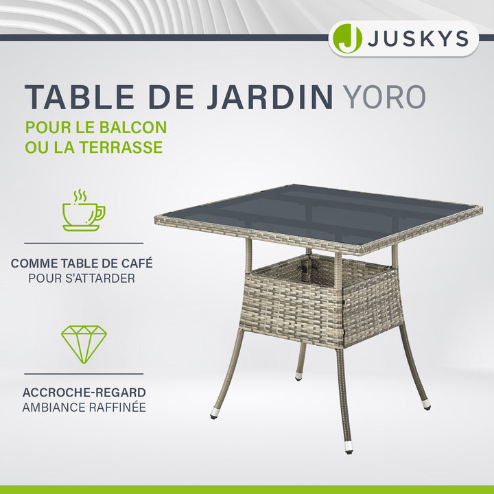 Table de jardin carrée en polyrotin Yoro