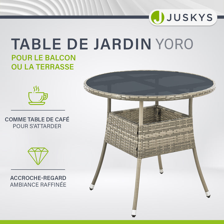 Table de jardin ronde en polyrotin Yoro