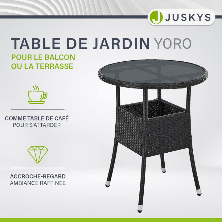 Table de jardin ronde en polyrotin Yoro