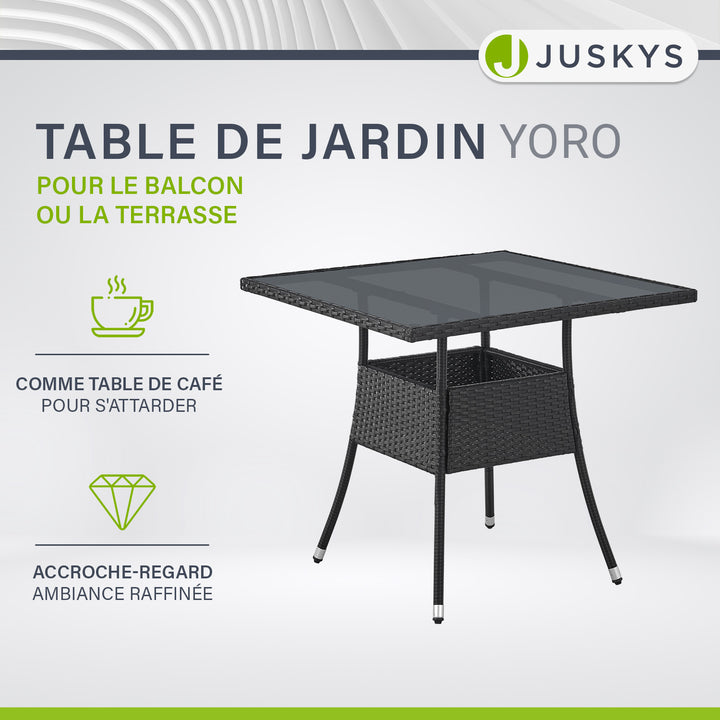 Table de jardin carrée en polyrotin Yoro
