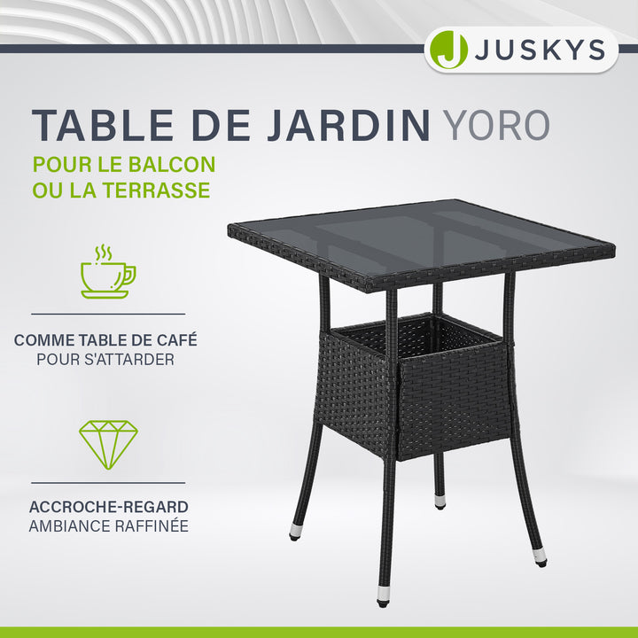 Table de jardin carrée en polyrotin Yoro
