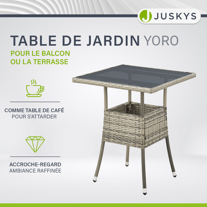 Table de jardin carrée en polyrotin Yoro