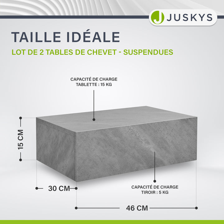 Lot de 2 tables de nuit suspendues