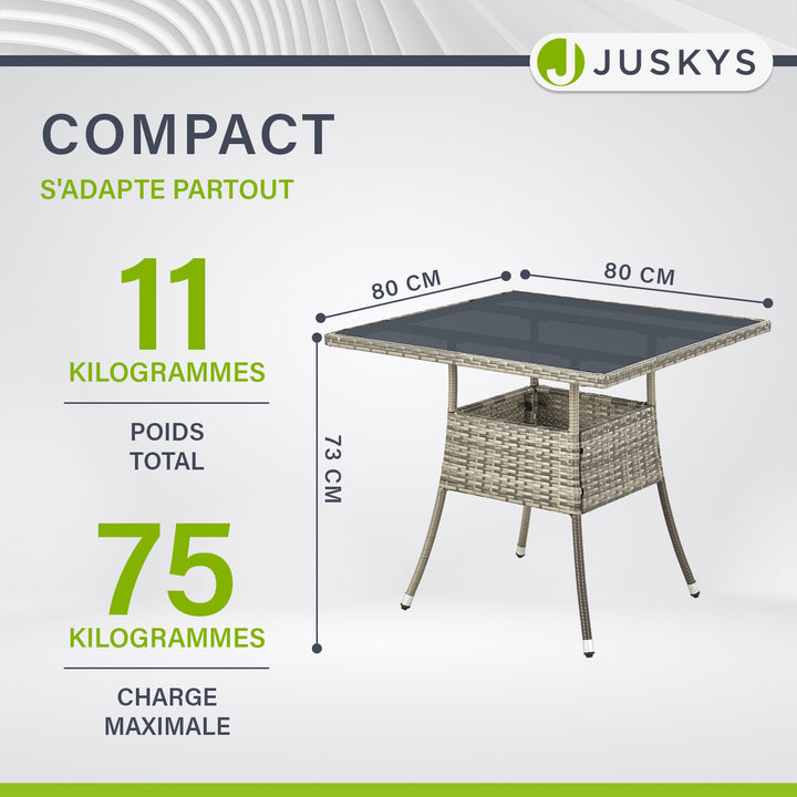 Table de jardin carrée en polyrotin Yoro