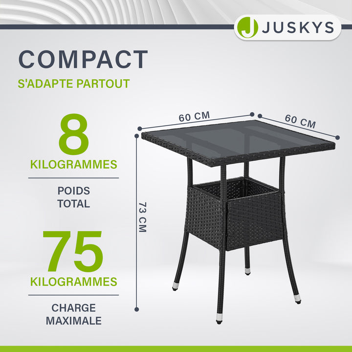 Table de jardin carrée en polyrotin Yoro