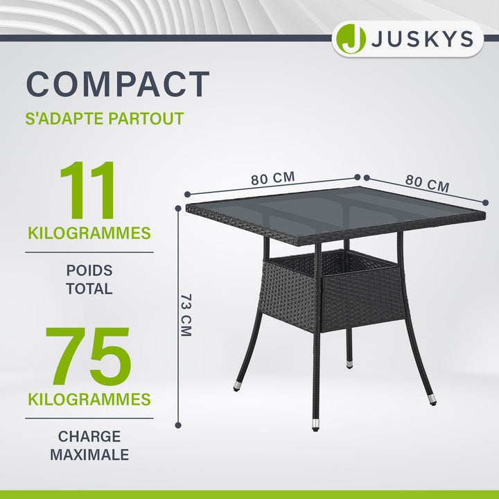 Table de jardin carrée en polyrotin Yoro