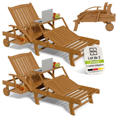 Chaise longue pliante de balcon SunScape en bois d'acacia