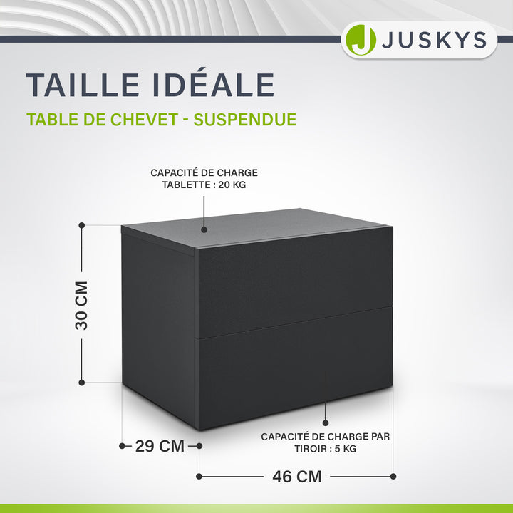 Table de chevet murale suspendue