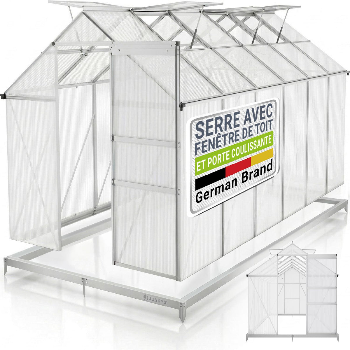 Serre en aluminium avec fondation