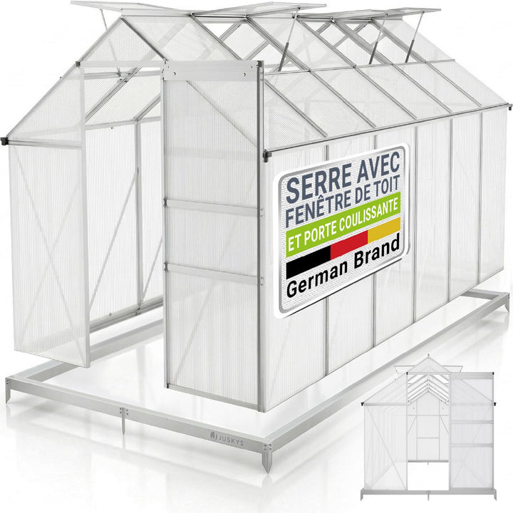 Serre en aluminium avec fondation
