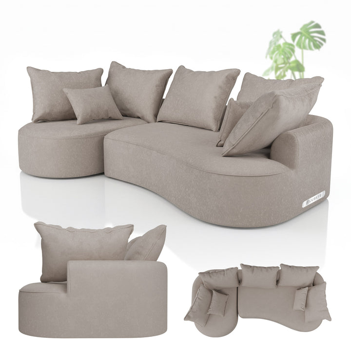 Canapé Tirano avec pouf et coussins décoratifs