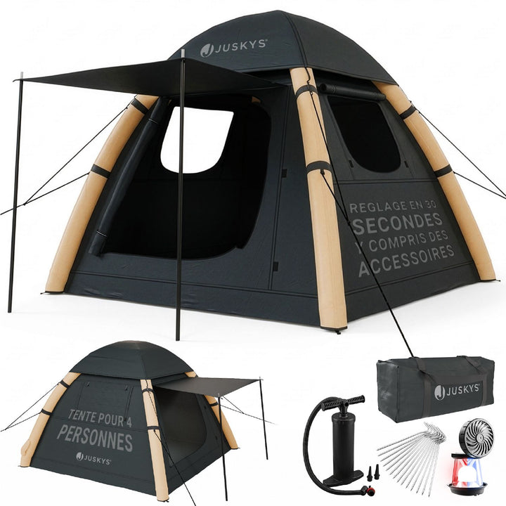 Tente gonflable avec accessoires pour 1 à 4 personnes