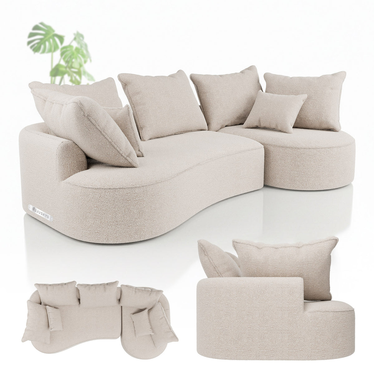 Canapé Tirano avec pouf et coussins décoratifs