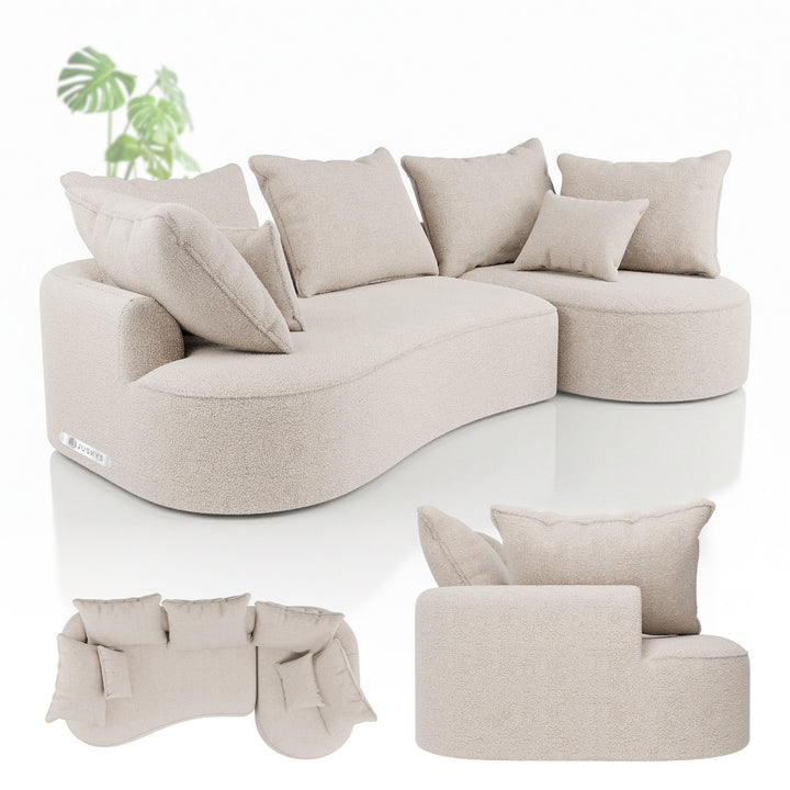 Canapé Tirano avec pouf et coussins décoratifs