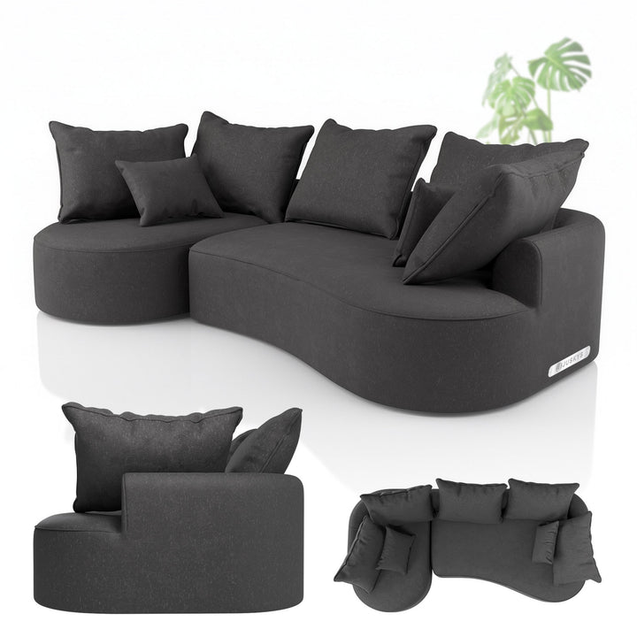 Canapé Tirano avec pouf et coussins décoratifs