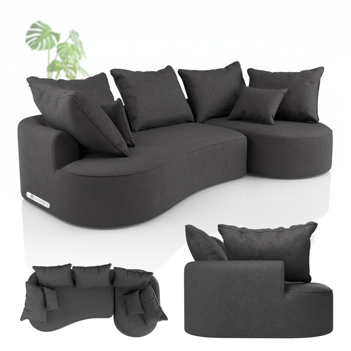 Canapé Tirano avec pouf et coussins décoratifs