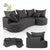 Canapé Tirano avec pouf et coussins décoratifs