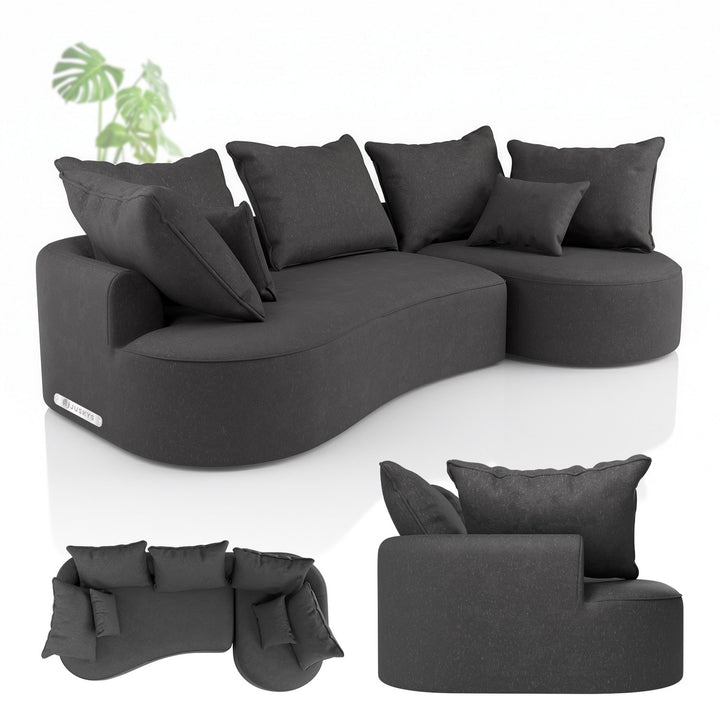 Canapé Tirano avec pouf et coussins décoratifs