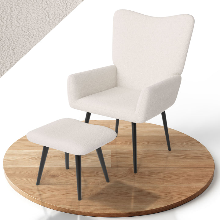 Fauteuil à oreilles avec tabouret Odense en option