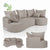 Canapé Tirano avec pouf et coussins décoratifs
