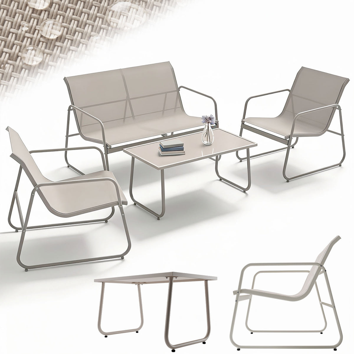 Ensemble de mobilier de jardin Genua 4 pièces avec table et banc