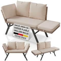 Banc multifonction en polyrotin Calvia Noir/Gris/Crème